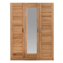 Kleiderschrank B 152 x H 205 x T 60 cm Spiegeltür Holz Kernbuche-massiv natur geölt 3-türig Tollo