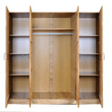 Kleiderschrank B 202 x H 205 x T 60 cm Spiegeltüren Holz Wildeiche teilmassiv Natur geölt 4-türig 4S