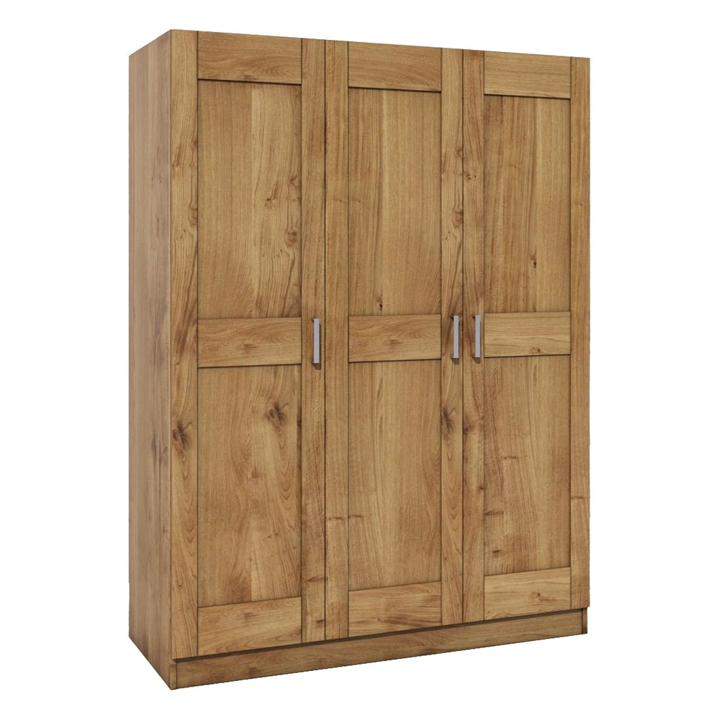 Kleiderschrank B 152 x H 205 x T 60 cm Türen Holz Wildeiche teilmassiv Natur geölt 3-türig Tomi