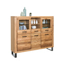 Highboard B 158 x H 140 x T 40 cm Kommode Schrank Schublade Wildeiche teilmassiv geölt Tiara