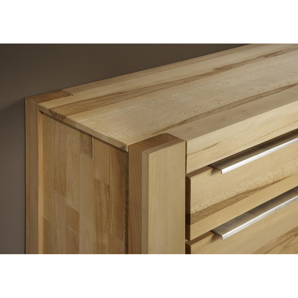 Vitrine NENA BUK – Massive Buche mit Glastür, Holztür &amp; 2 Schubladen