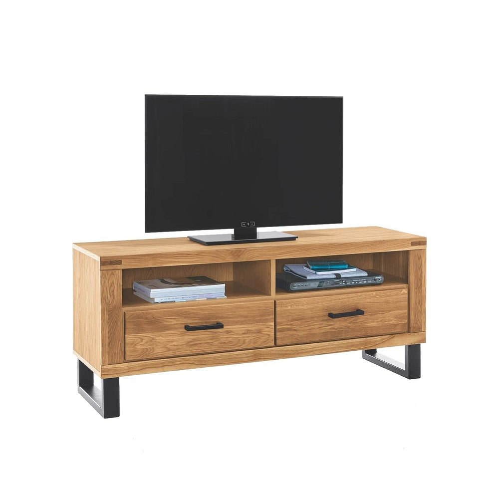 TV-Kommode B 138 x H 60 x T 50 cm Lowboard Schrank Schublade Wildeiche teilmassiv Natur geölt 138 cm