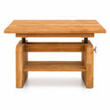 Couchtisch – Eiche B 105 x H 52–70 x T 70 cm massiv, höhenverstellbar mit Ablageboden