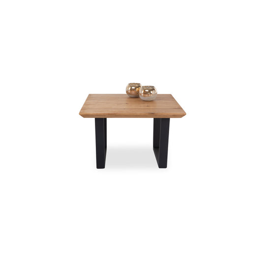 Couchtisch B 70 / H 45 / T 70 cm  ASOLA – Asteiche furniert mit schwarzem T-Metallgestell