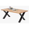 Couchtisch L 110 x B 70 x H 45 cm ASOLA – Eiche furniert mit schwarzem X-Metallgestell