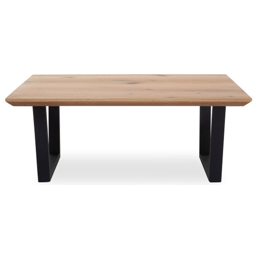 Couchtisch B 110 / H 45 / T 70 cm ASOLA – Asteiche furniert mit schwarzem T-Metallgestell