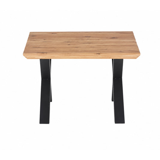 Couchtisch L 70 x B 70 x H 45 cm ASOLA – Eiche furniert mit schwarzem X-Metallgestell