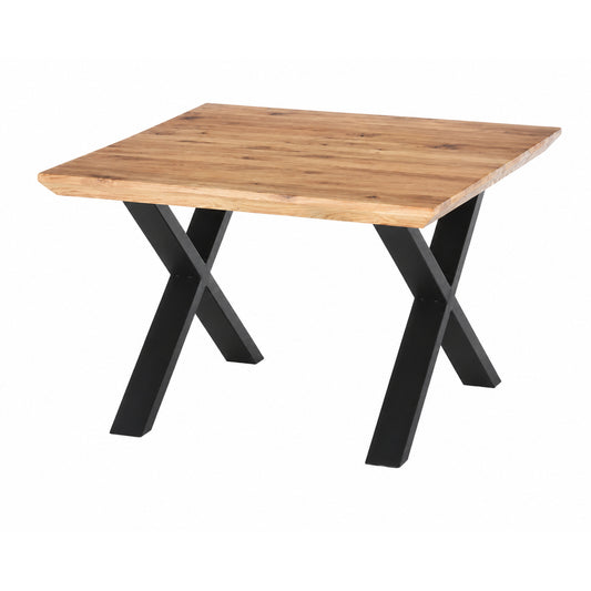 Couchtisch L 70 x B 70 x H 45 cm ASOLA – Eiche furniert mit schwarzem X-Metallgestell