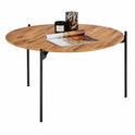 Couchtisch B 74 x H 38 x T 74 cm ASSUAN – Massivholz mit schwarzem Metallgestell