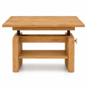 Couchtisch – Eiche B 105 x H 52–70 x T 70 cm massiv, höhenverstellbar mit Ablageboden