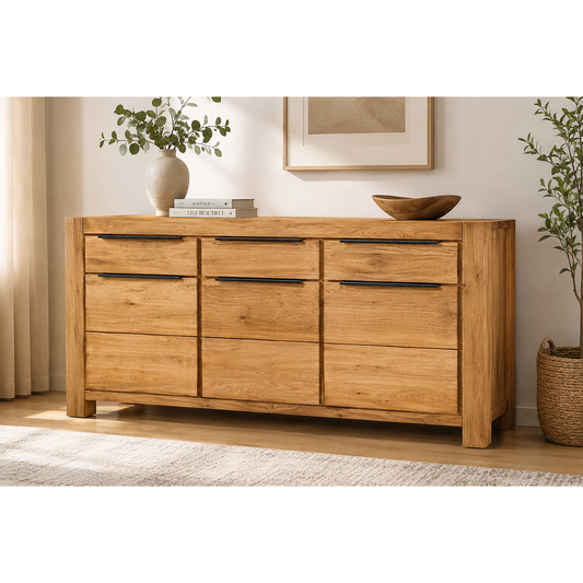 Sideboard SINA Wildeiche Teilfurnier – Modernes Wohnzimmer Sideboard mit Stauraum