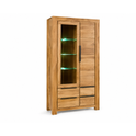 Vitrine SINA – Wildeiche Teilfurnier mit Glastür &amp; 4 Schubkästen