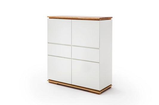 Highboard B 102 x H 115 x T 40 cm Schrank Asteiche-massiv matt lackiert geölt weiß holz 102 cm Chiara