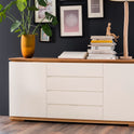 TV-Schrank Lowboard Asteiche-massiv matt lackiert geölt weiß holz 202 cm Chiara
