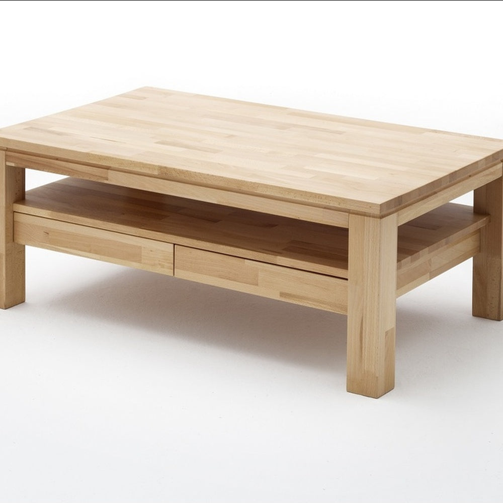 Couchtisch B 115 x H 70 x T 45 cm Wohnzimmertisch Kernbuche-massiv Schublade rechteckig geölt