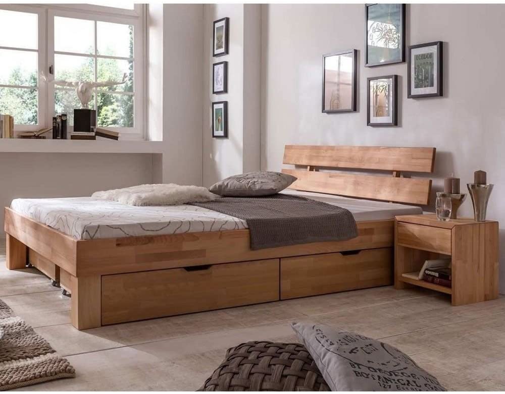 Futonbett Schlafzimmer Bett Kernbuche massiv Holz geölt Judith 140 x 200 cm