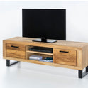 TV-Lowboard – Wildeiche B 169 x H 51 x T 45 cm teilmassiv geölt mit 2 Ablagen und 2 Schubladen