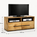 TV-Kommode B 122,5 x H 52,5 x T 40,5 cm LOLA – Eiche teilmassiv mit 2 Schubladen und offenen Fächern
