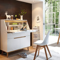 Nachtkonsole Nachtschrank weiß matt MDF Asteiche furniert Massiv Schublade 48 cm