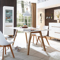 Nachtkonsole Nachtschrank weiß matt MDF Asteiche furniert Massiv Schublade 48 cm