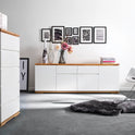 TV-Schrank Lowboard Asteiche-massiv matt lackiert geölt weiß holz 202 cm Chiara
