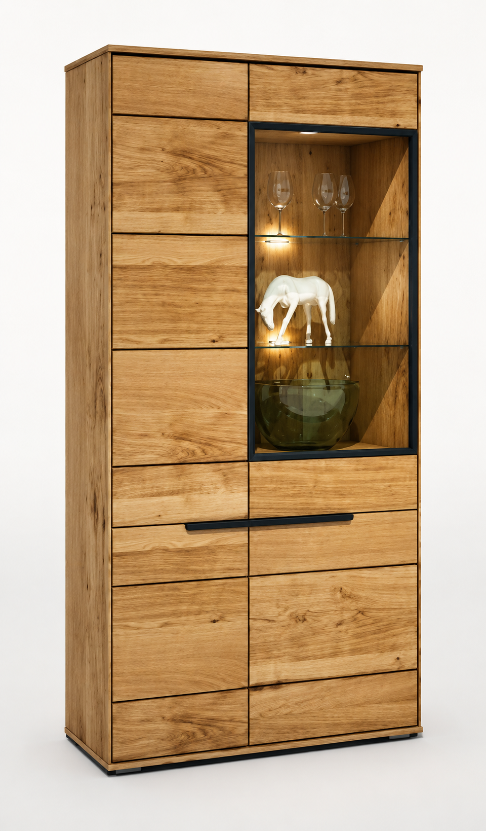 Vitrine B 102,5 x H 196,5 x T 40,5 cm LOLA – Eiche teilmassiv furniert