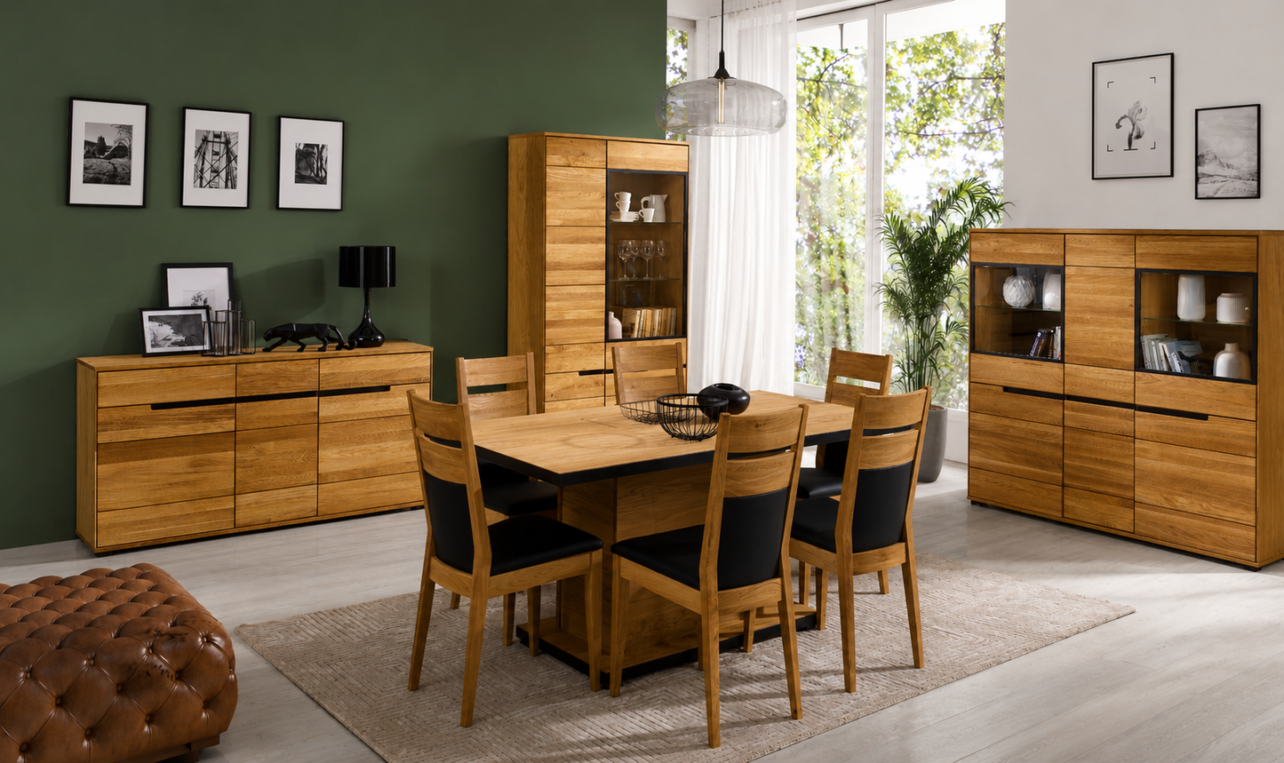Sideboard B 162,5 x H 82,5 x T 40,5 cm LOLA – Eiche teilmassiv furniert mit 3 Türen und 3 Schubladen