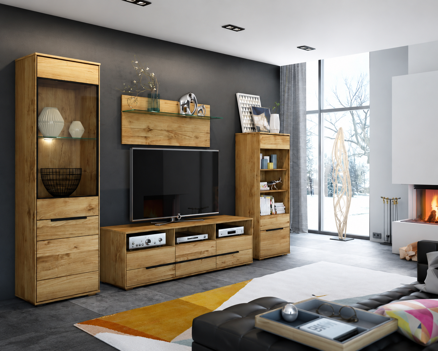 Sideboard B 162,5 x H 82,5 x T 40,5 cm LOLA – Eiche teilmassiv furniert mit 3 Türen und 3 Schubladen
