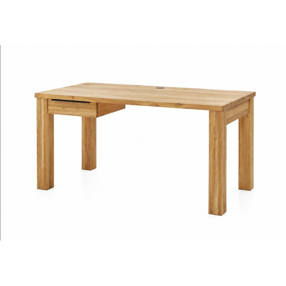 Schreibtisch JURIA – Eiche vollmassiv mit Schublade und Soft-Close-System