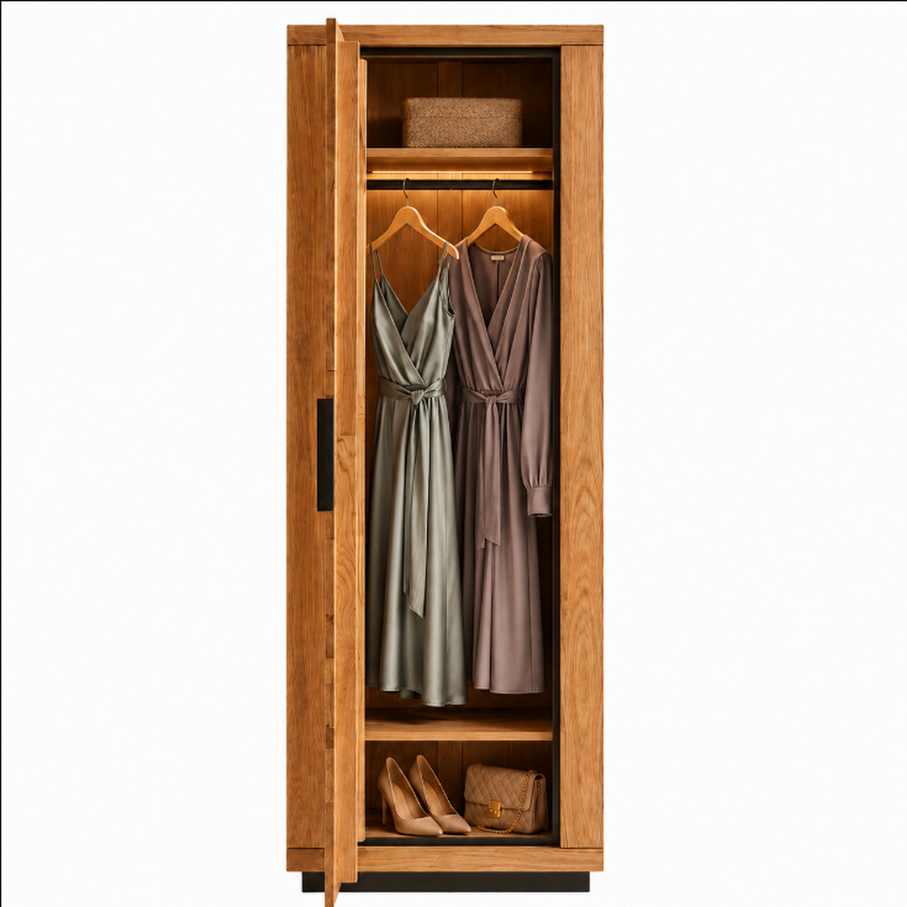 Garderobenschrank JURIA – Eiche massiv/Eiche furniert