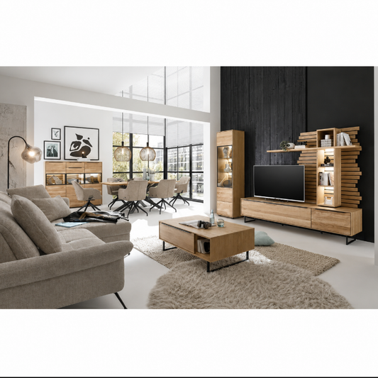 Highboard JACKSON – Eiche teilmassiv mit LED-Beleuchtung