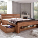 Futonbett Bett Kernbuche massiv geölt Sofie 180x200 cm inkl. 4 Bettkästen