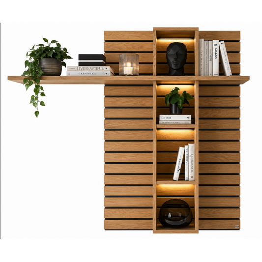 Wandpaneel JACKSON – Eiche furniert mit LED-Beleuchtung