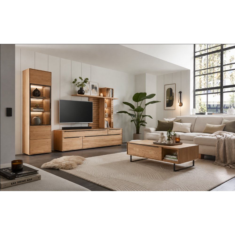 Wandpaneel JACKSON – Eiche furniert mit LED-Beleuchtung