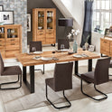 Highboard B 158 x H 140 x T 40 cm TINA – Eiche teilmassiv mit Glas- und Holztüren