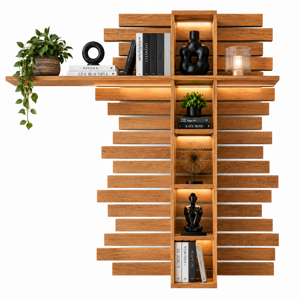 Wandpaneel JACKSON – Eiche furniert mit LED-Beleuchtung