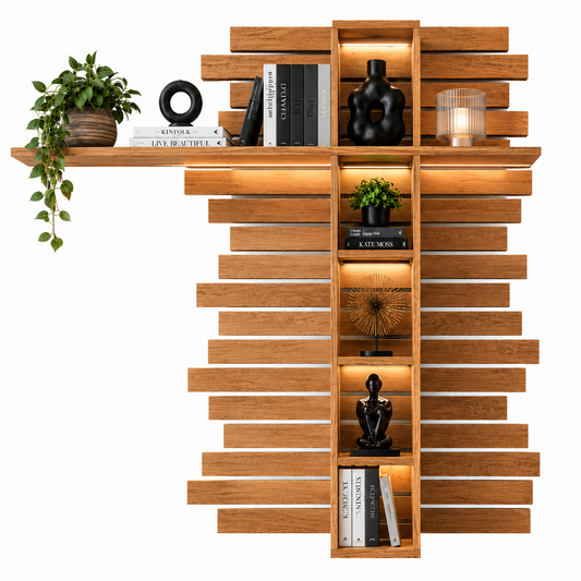 Wandpaneel JACKSON – Eiche furniert mit LED-Beleuchtung