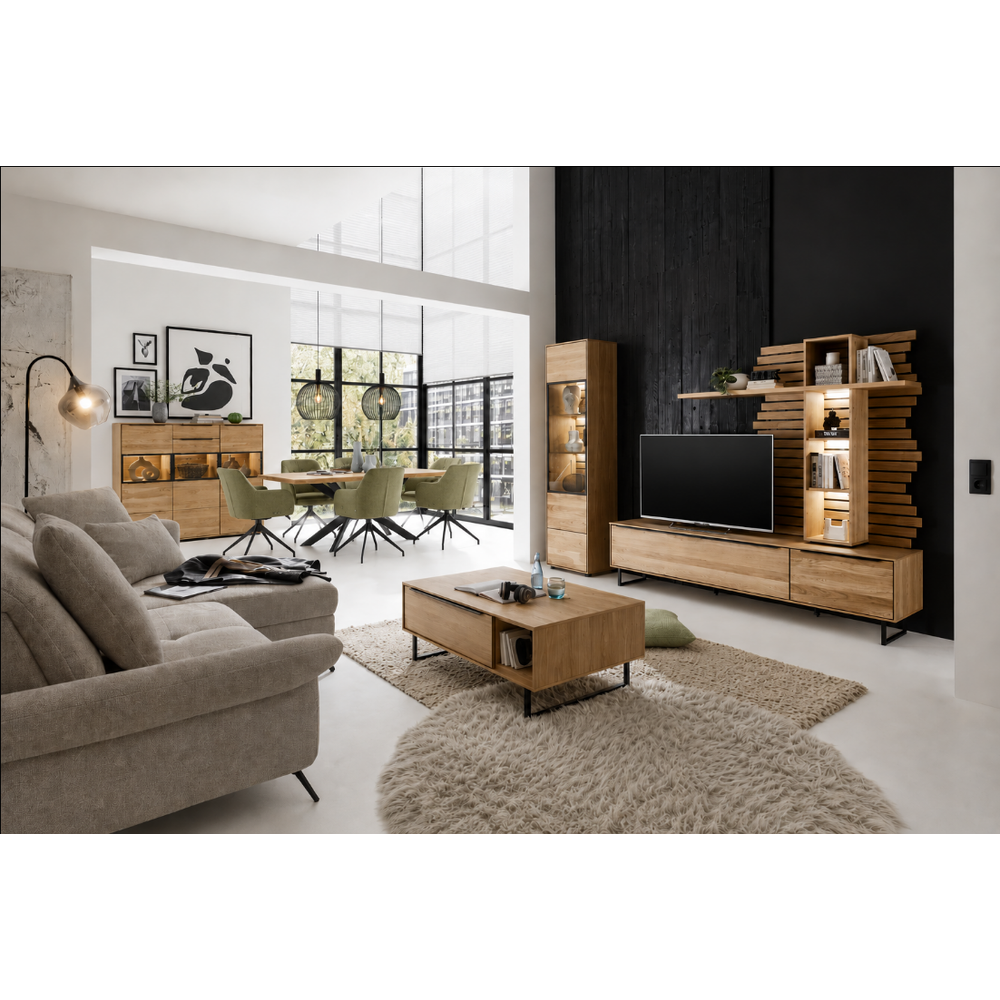 Wandpaneel JACKSON – Eiche furniert mit LED-Beleuchtung